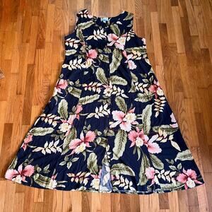 Tropical Group Dress Womens 3XL Floral Hawaiian Button Down Maxi Beach